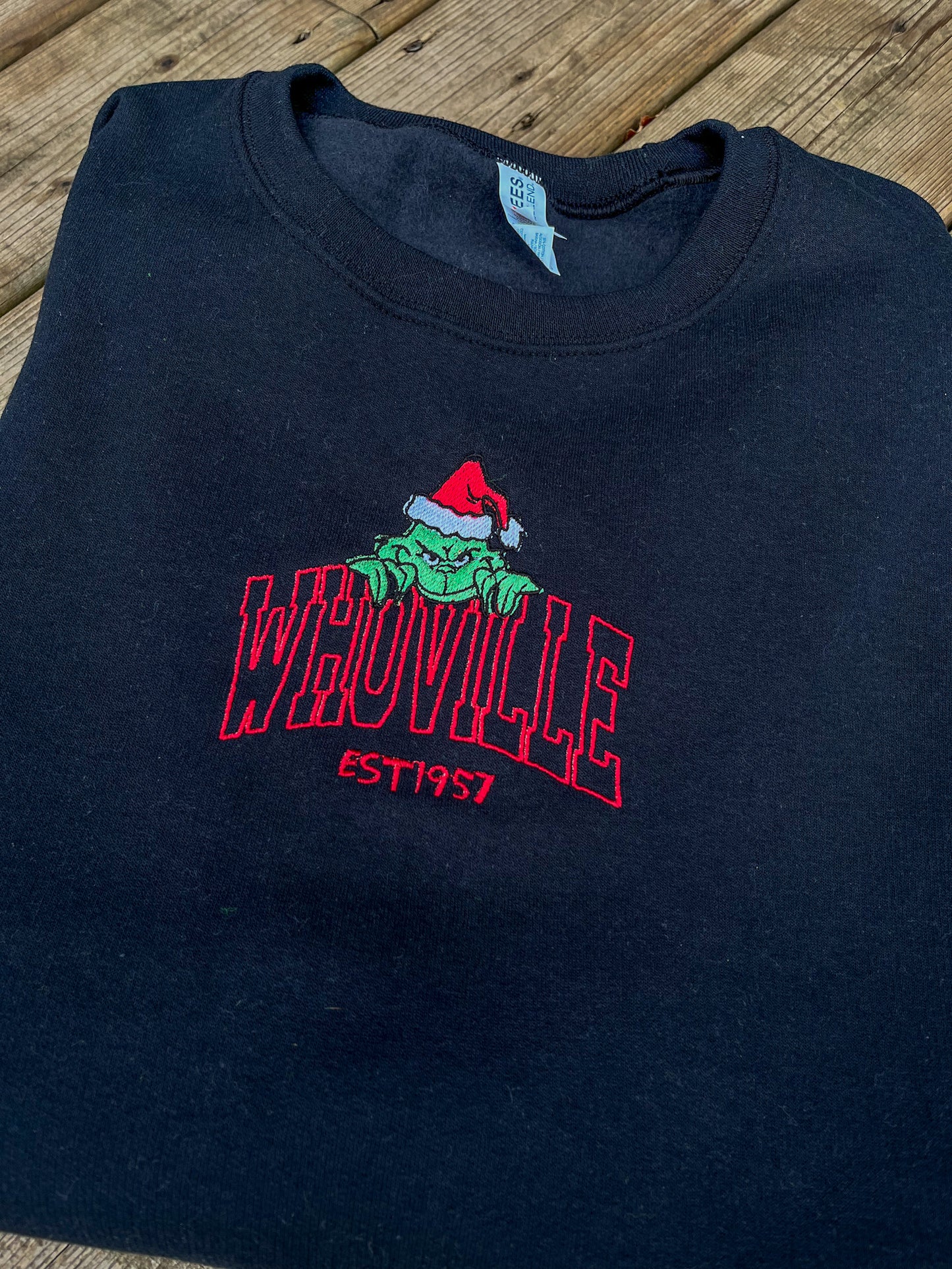 Whoville Grinch Embroidered Sweater