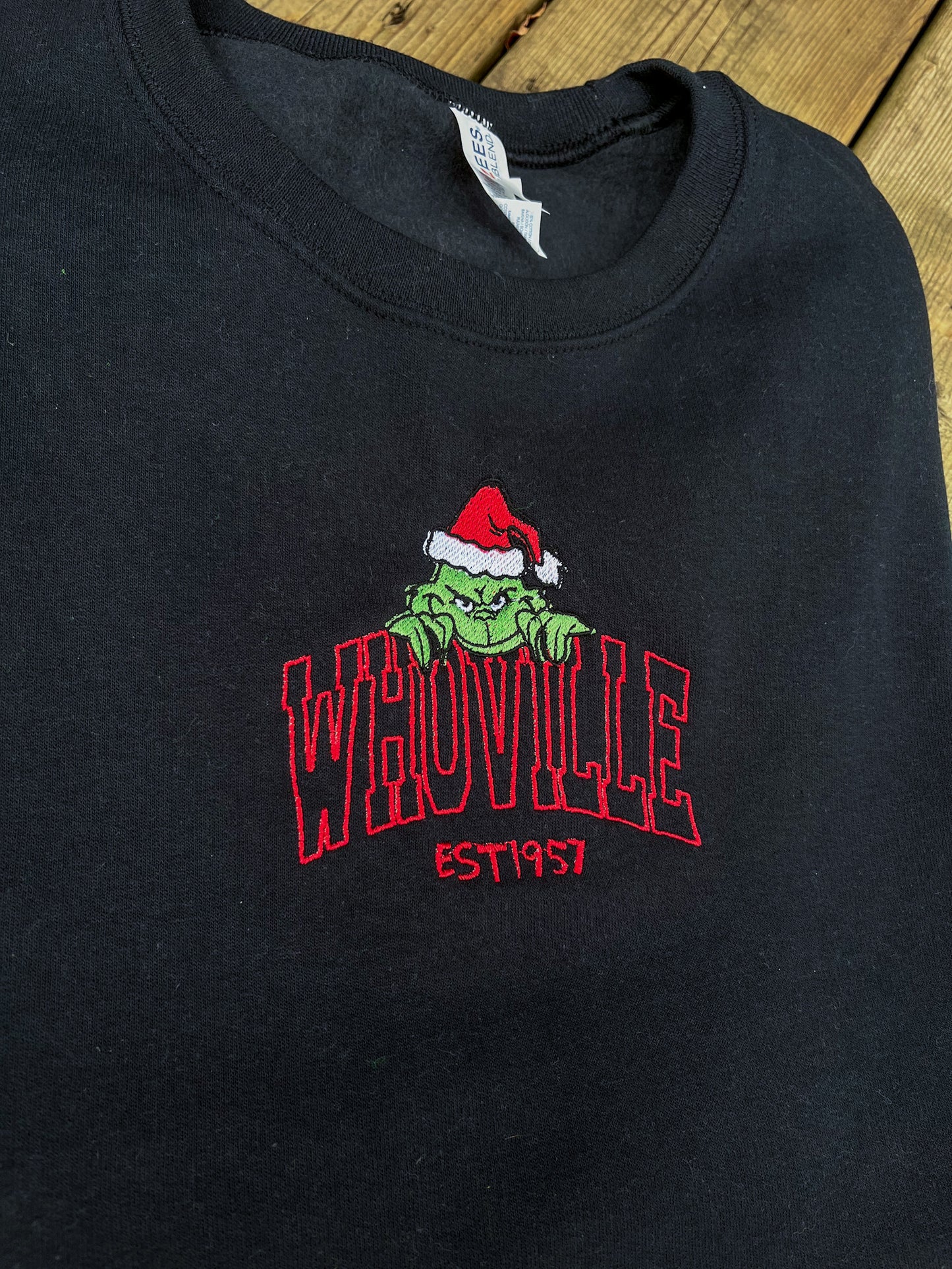 Whoville Grinch Embroidered Sweater