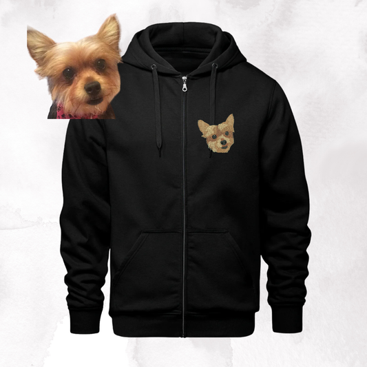 Custom Pet Portrait Full Zip Hoodie