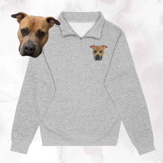 Custom Pet Portrait 1/4 Zip Sweater