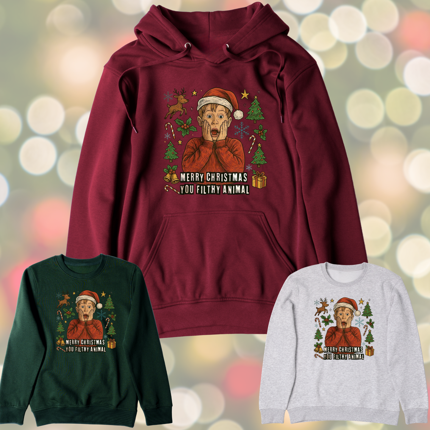 Merry Christmas You Filthy Animal Graphic Sweater