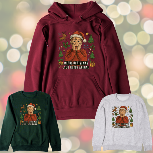 Merry Christmas You Filthy Animal Graphic Sweater