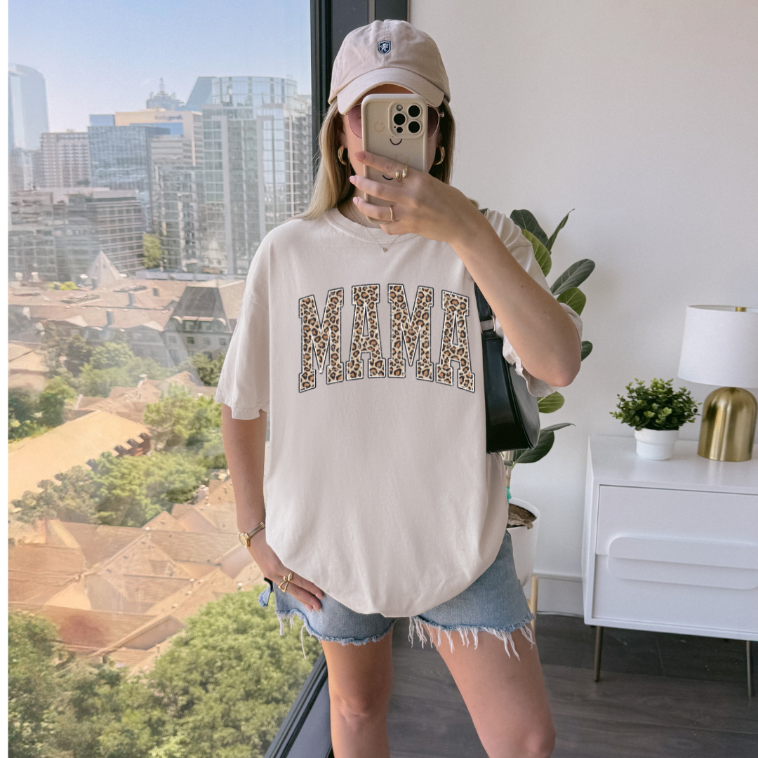 Mama Cheetah Print Pressed T-Shirt