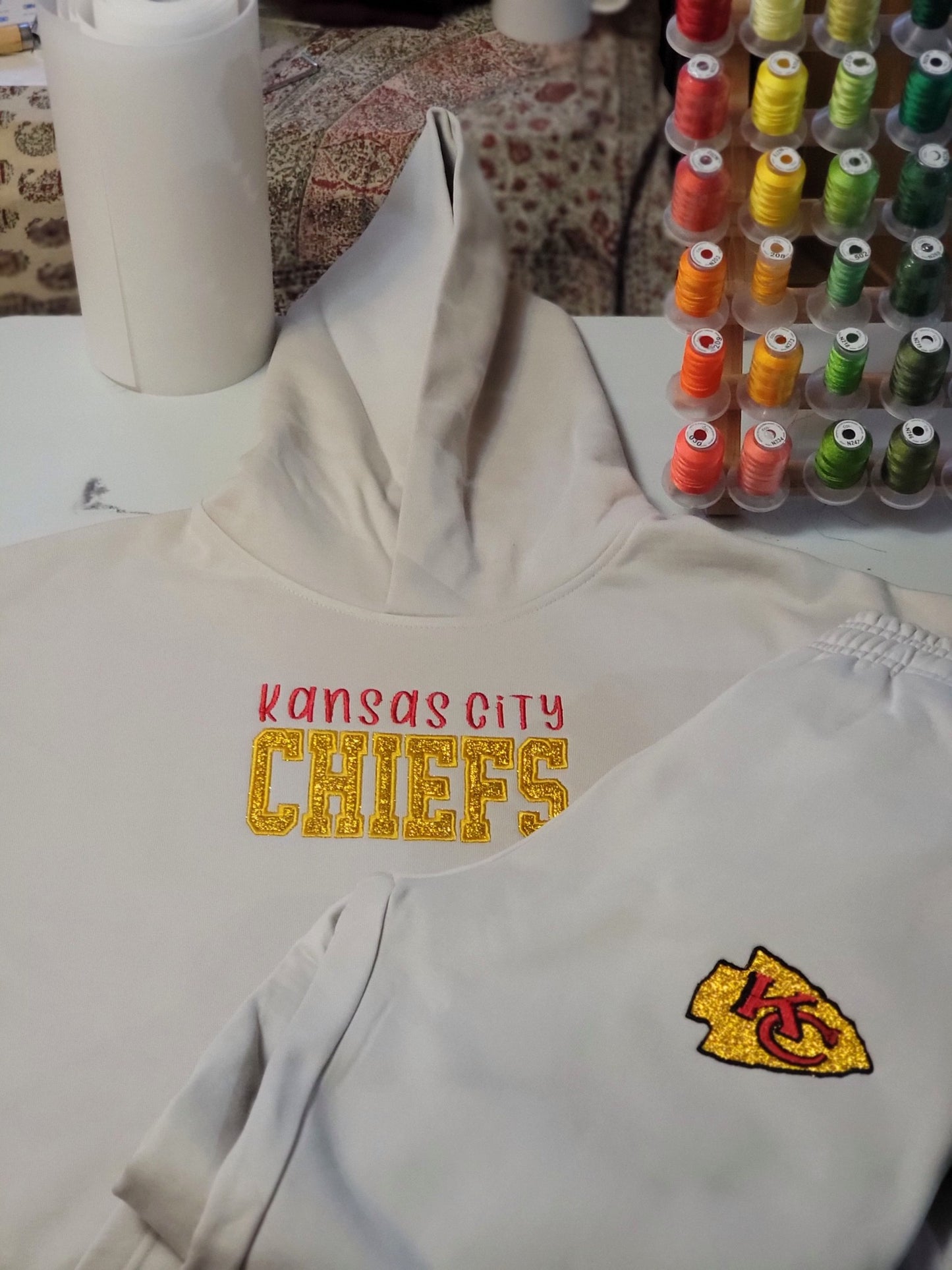 KC Glitter Embroidered Heavyweight Dropshoulder Sweater **extra high quality**