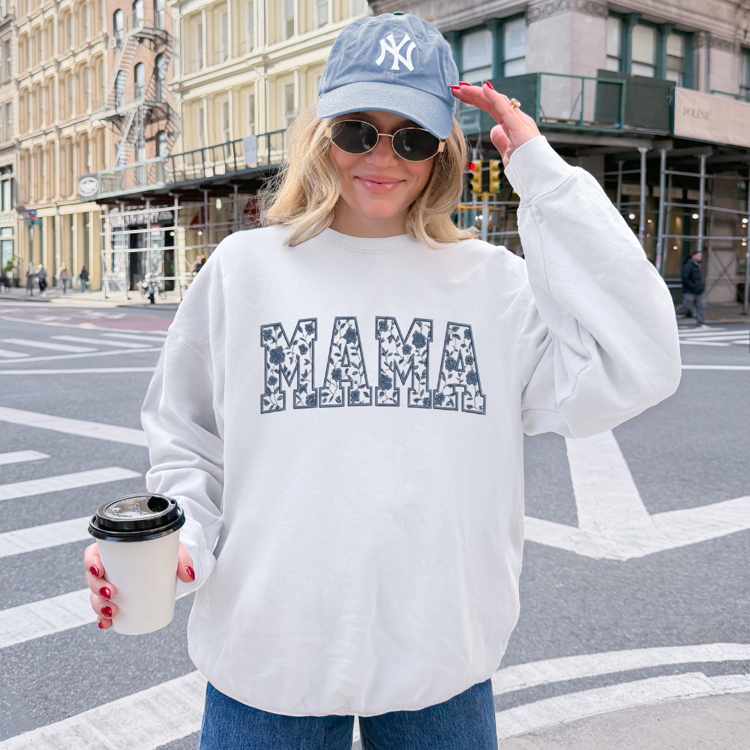 Mama Floral Embroidered Sweater