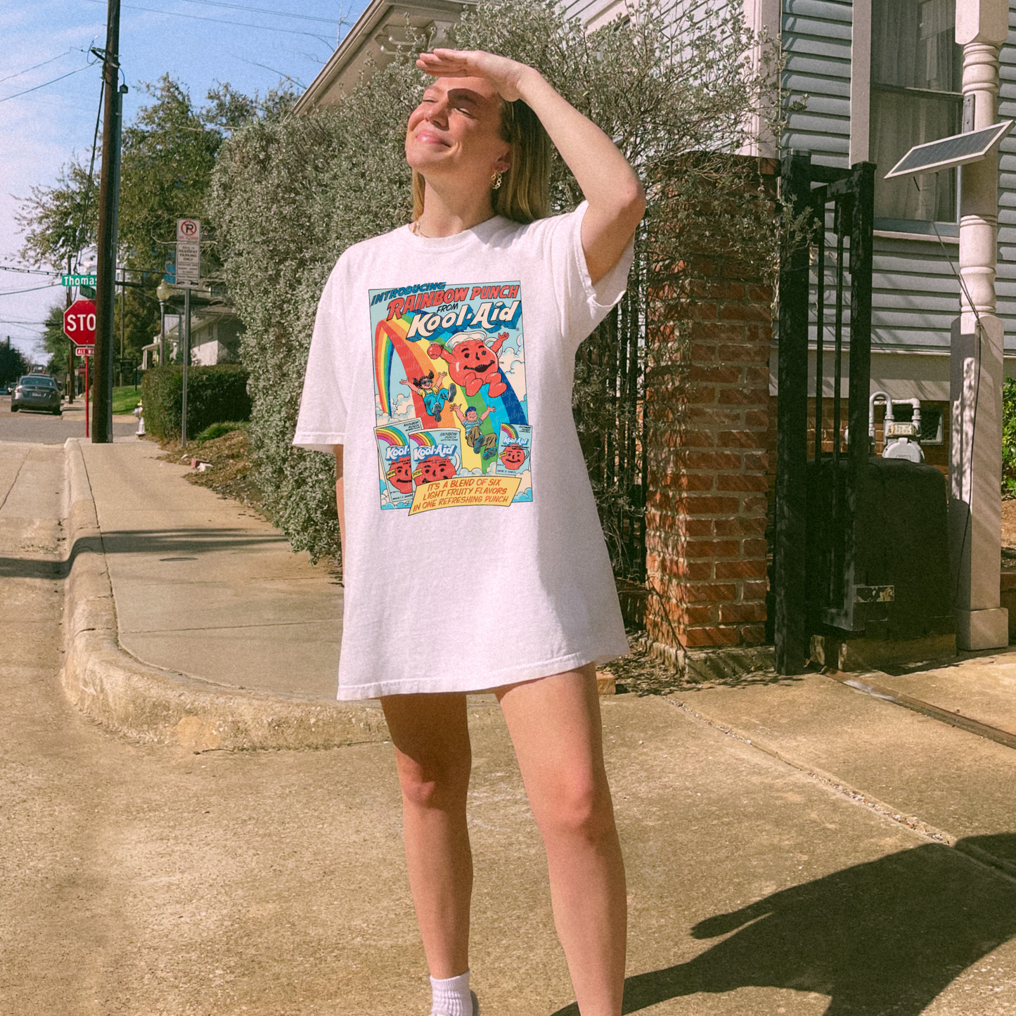 🧃 Kool-Aid Rainbow Punch Graphic Tee | Retro Drink Cartoon Shirt