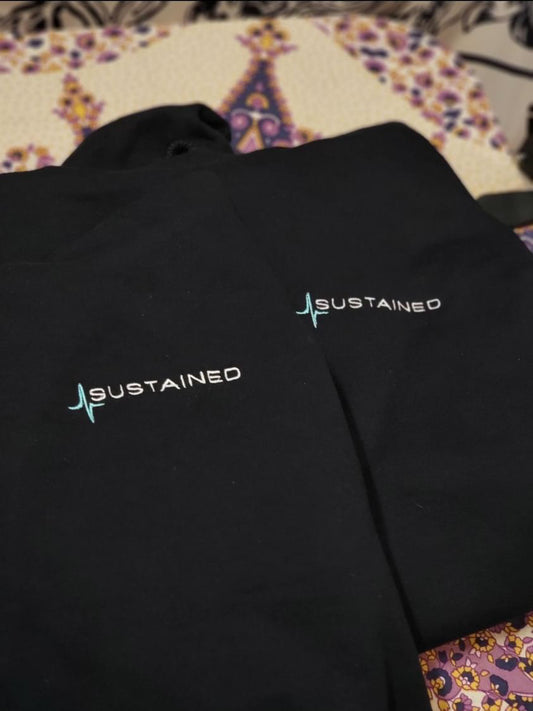Sustained Logo Black Embroidered Hoodie