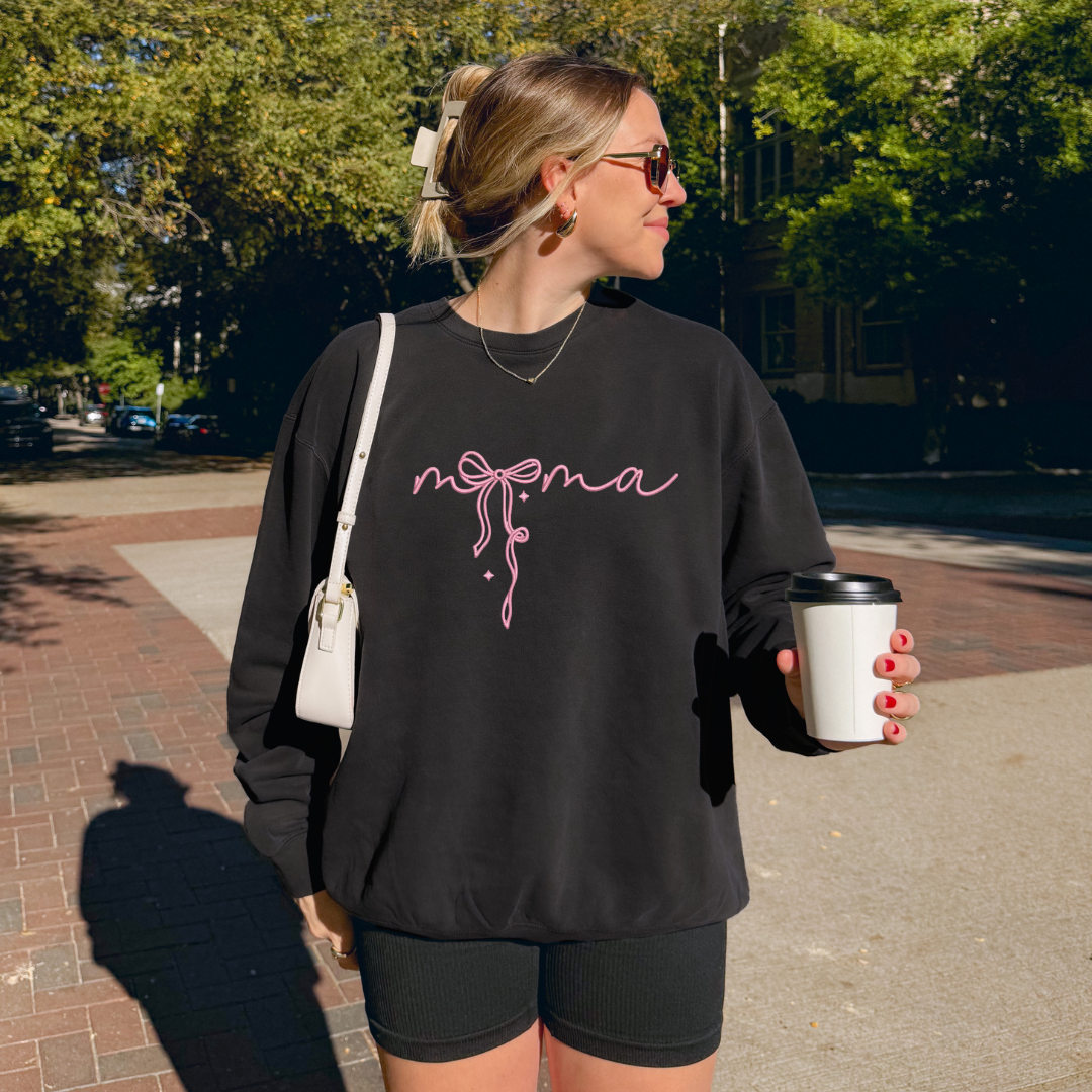 Mama Bow Embroidered Sweater