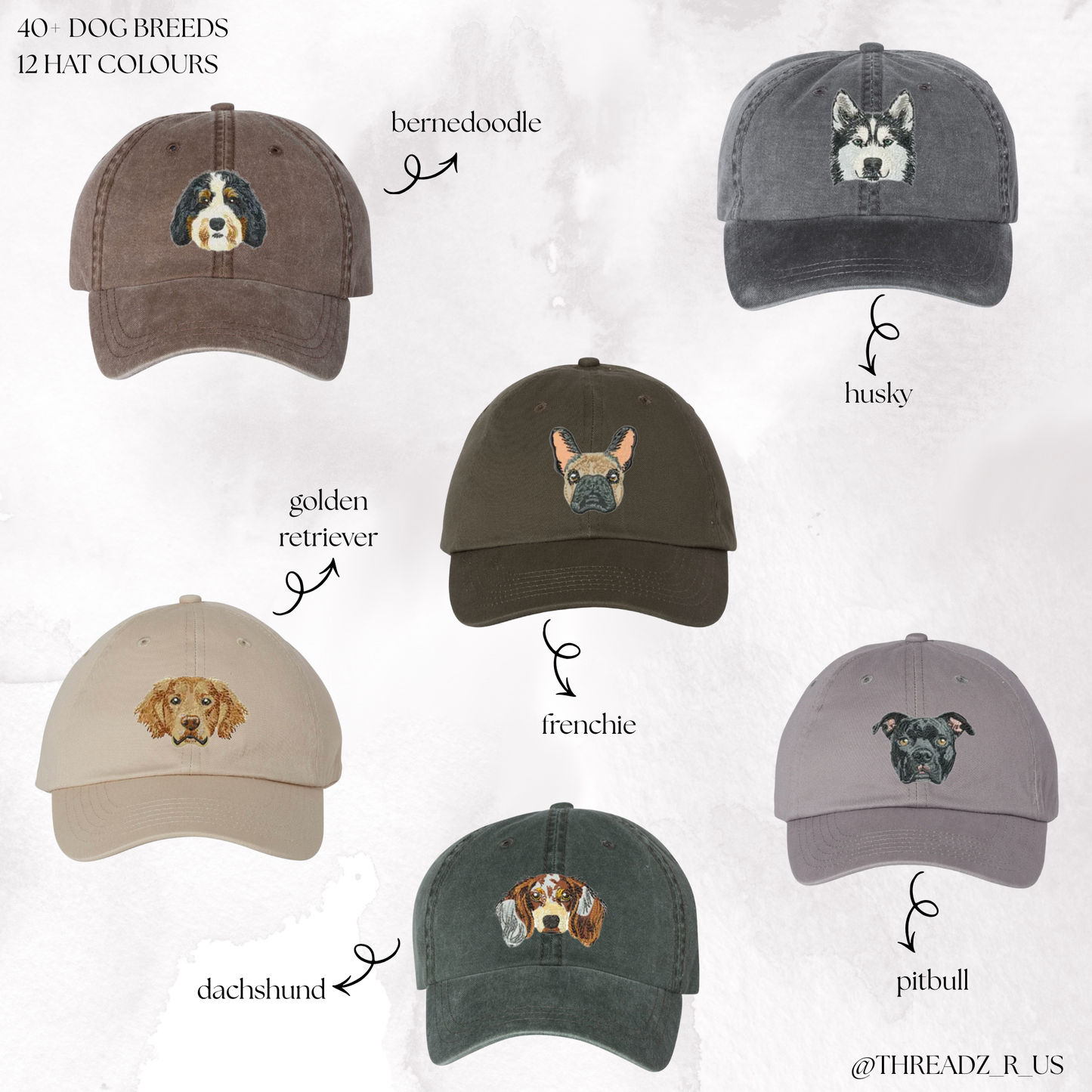 The Canine Collection: Choose Your Dog Breed Dad Cap (12 Hat Colours & Over 40 Breeds To Choose From)
