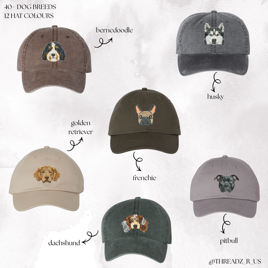 The Canine Collection: Choose Your Dog Breed Dad Cap (12 Hat Colours & Over 40 Breeds To Choose From)