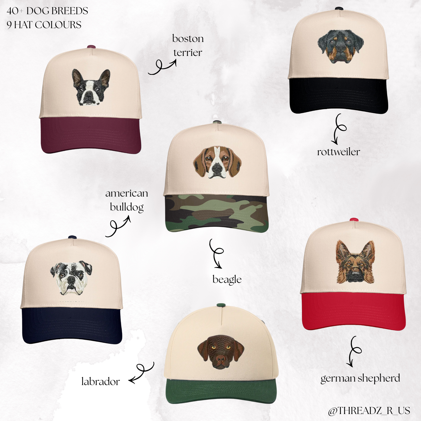 The Canine Collection: Choose Your Dog Breed Trucker Hat (9 Hat Colours & Over 40 Breeds To Choose From)