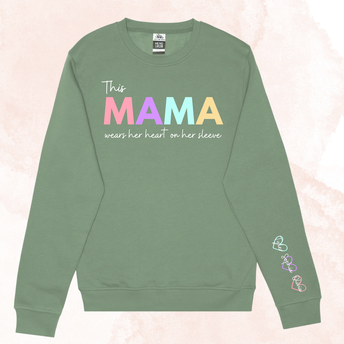 This Mama Wears Her Heart on Her Sleeve Custom Sweater