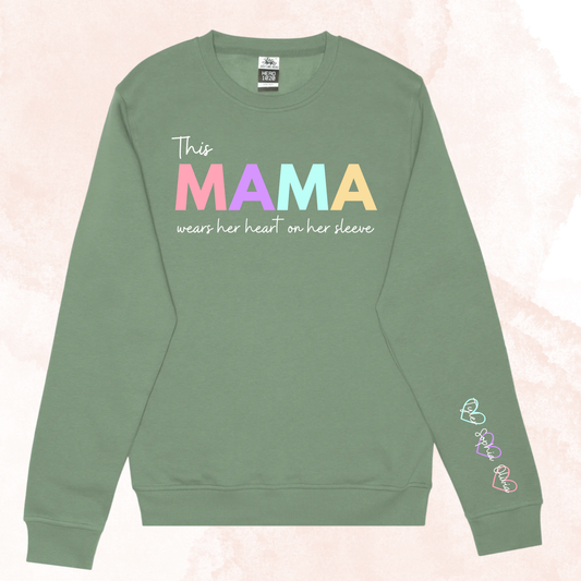 This Mama Wears Her Heart on Her Sleeve Custom Sweater