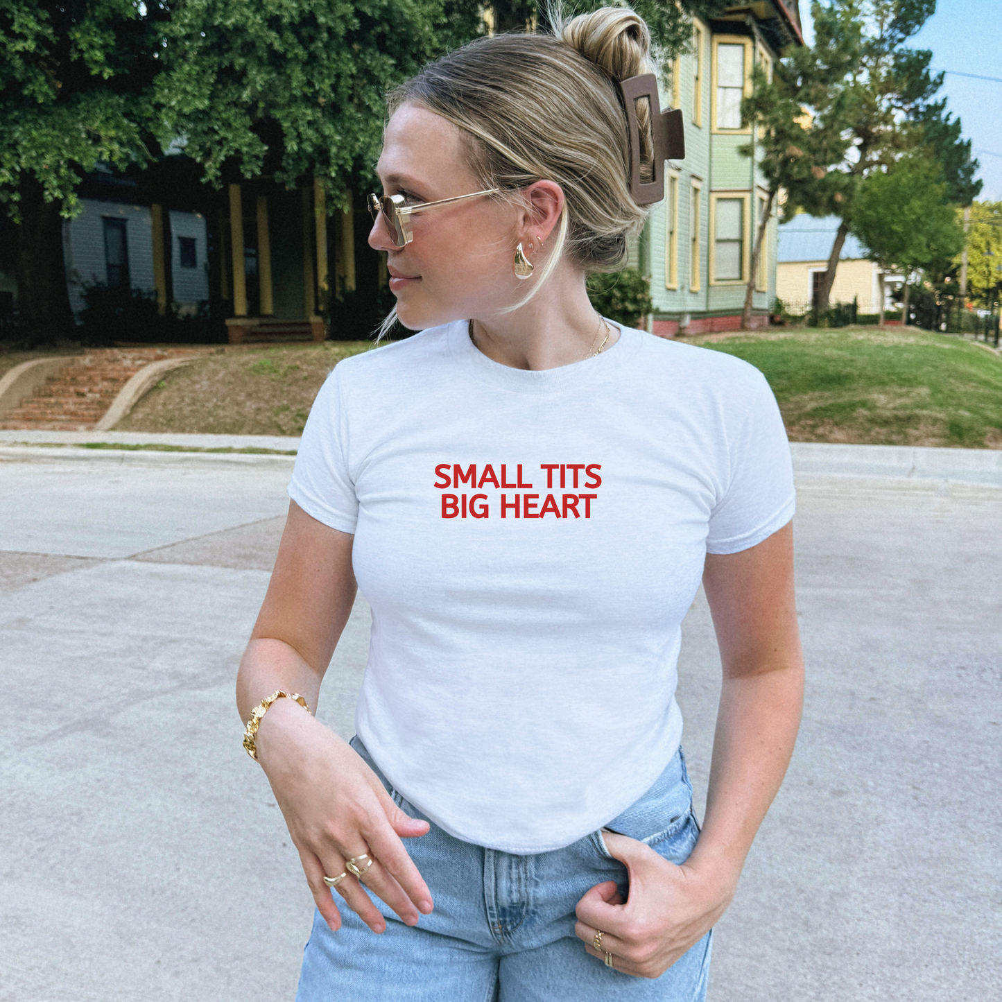 “Small Tits, Big Heart” 90s Baby Tee