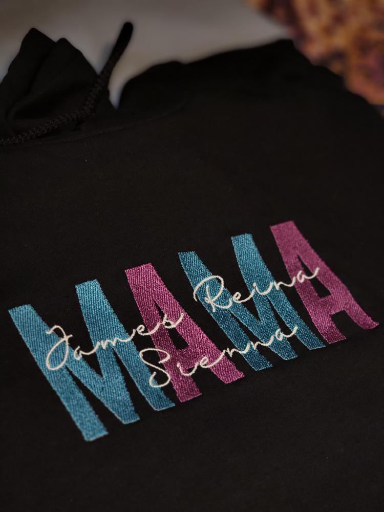 Mama W/Kids Names Custom Embroidered Sweater