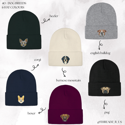 The Canine Collection: Choose Your Dog Breed Toque (6 Hat Colours & Over 40 Breeds To Choose From)