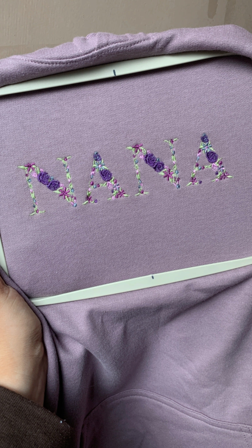 Floral Text Custom Embroidered Sweater