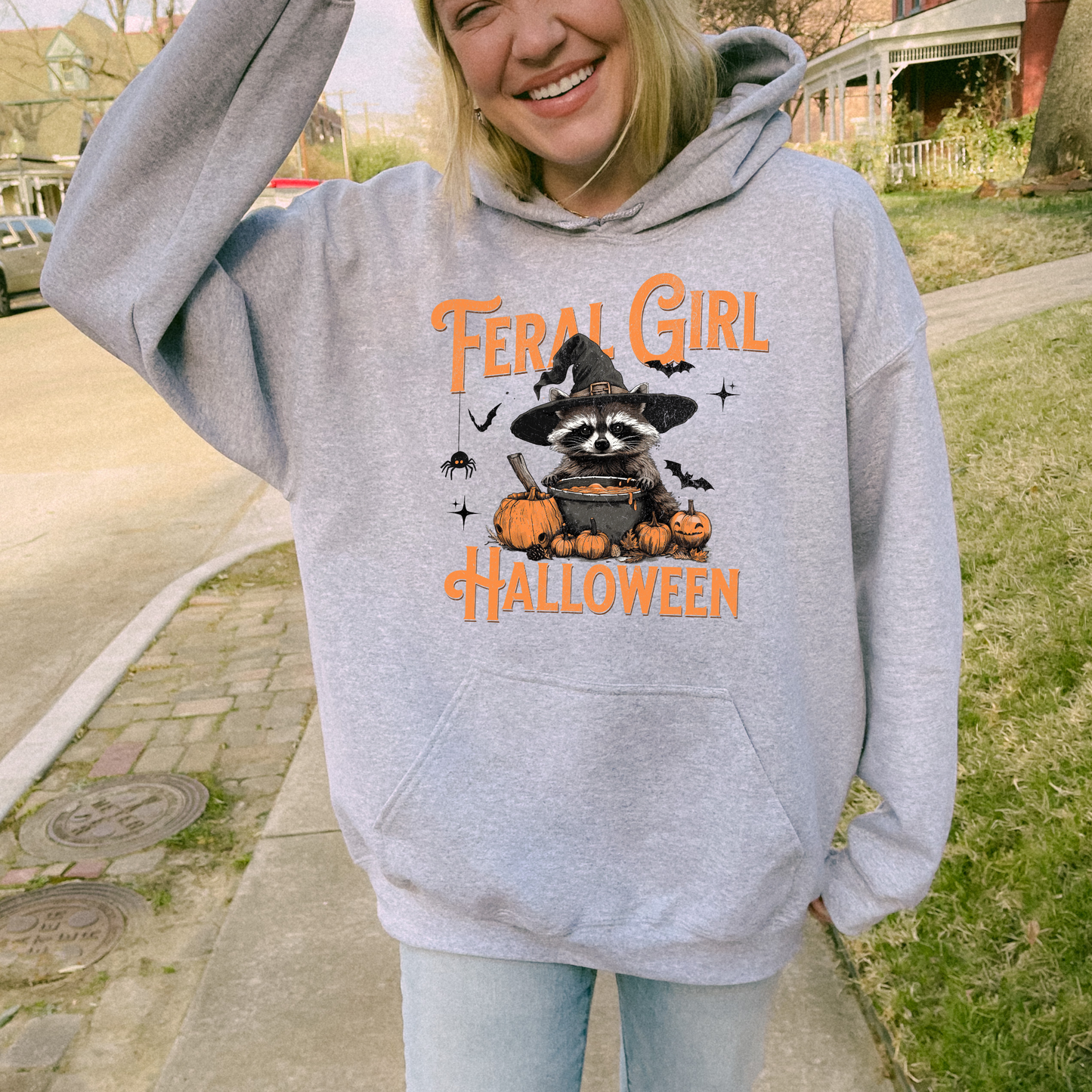 Feral Girl Halloween Raccoon Graphic Hoodie/Crewneck/T-Shirt