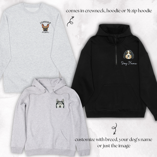 The Canine Collection: Choose Your Dog Breed Embroidered Sweater (3 styles & over 40 Breeds To Choose From)
