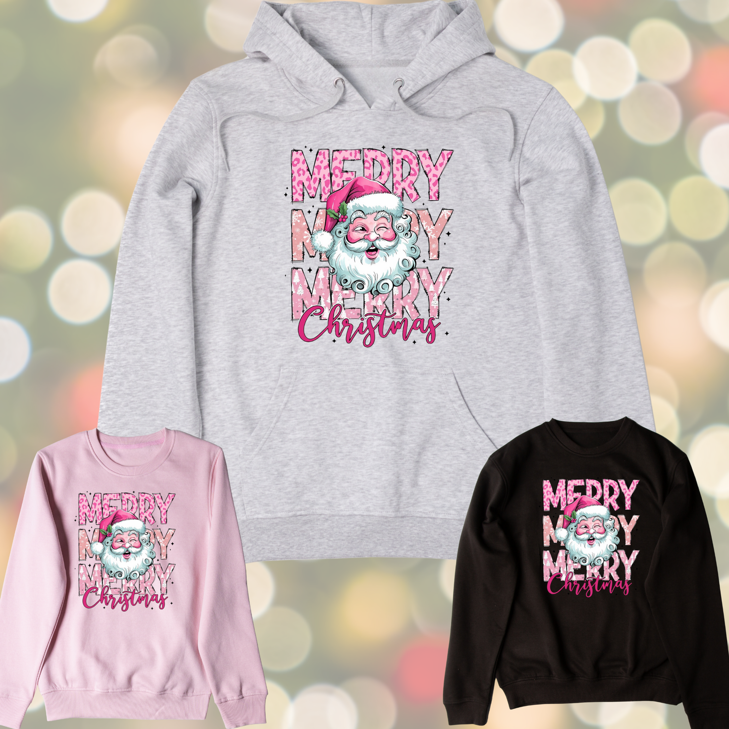 Merry Pink Santa Christmas Graphic Sweater