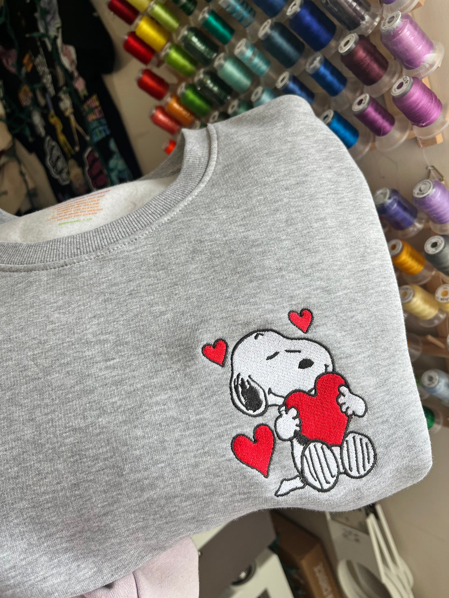 Valentines Snoopy Embroidered Sweater