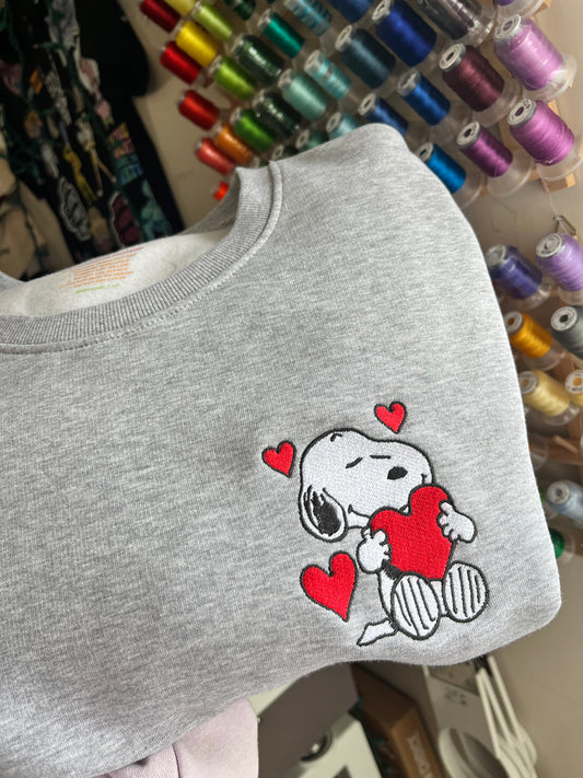 Valentines Snoopy Embroidered Sweater