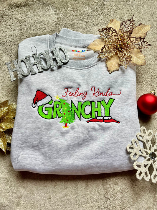Feeling Kinda Grinchy Embroidered Sweater *Customizable*
