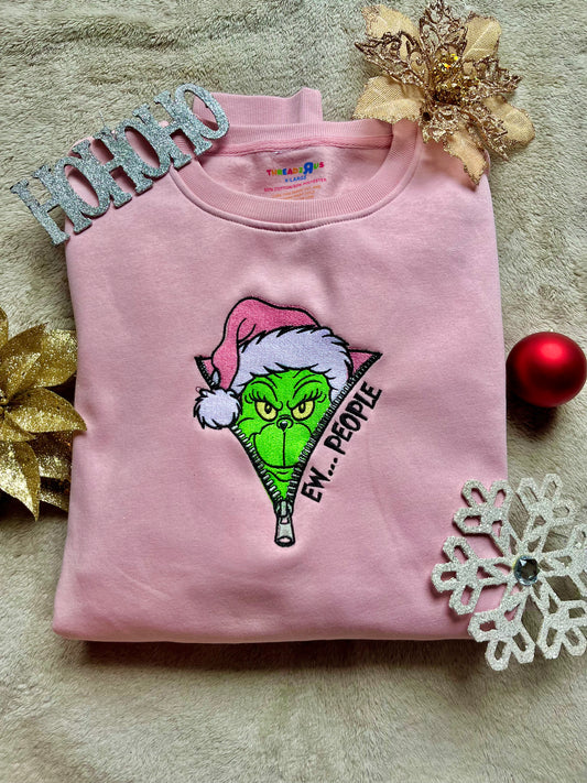 EW People Grinch Embroidered Sweater *Customizable*
