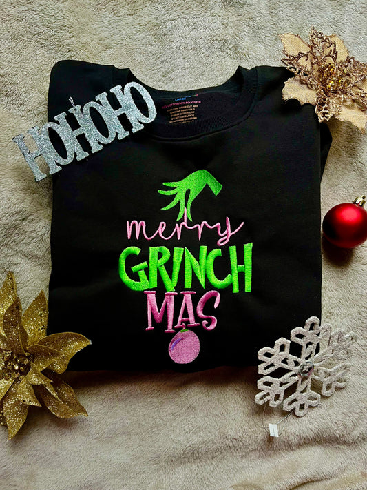 Merry Grinchmas Embroidered Sweater *Customizable*