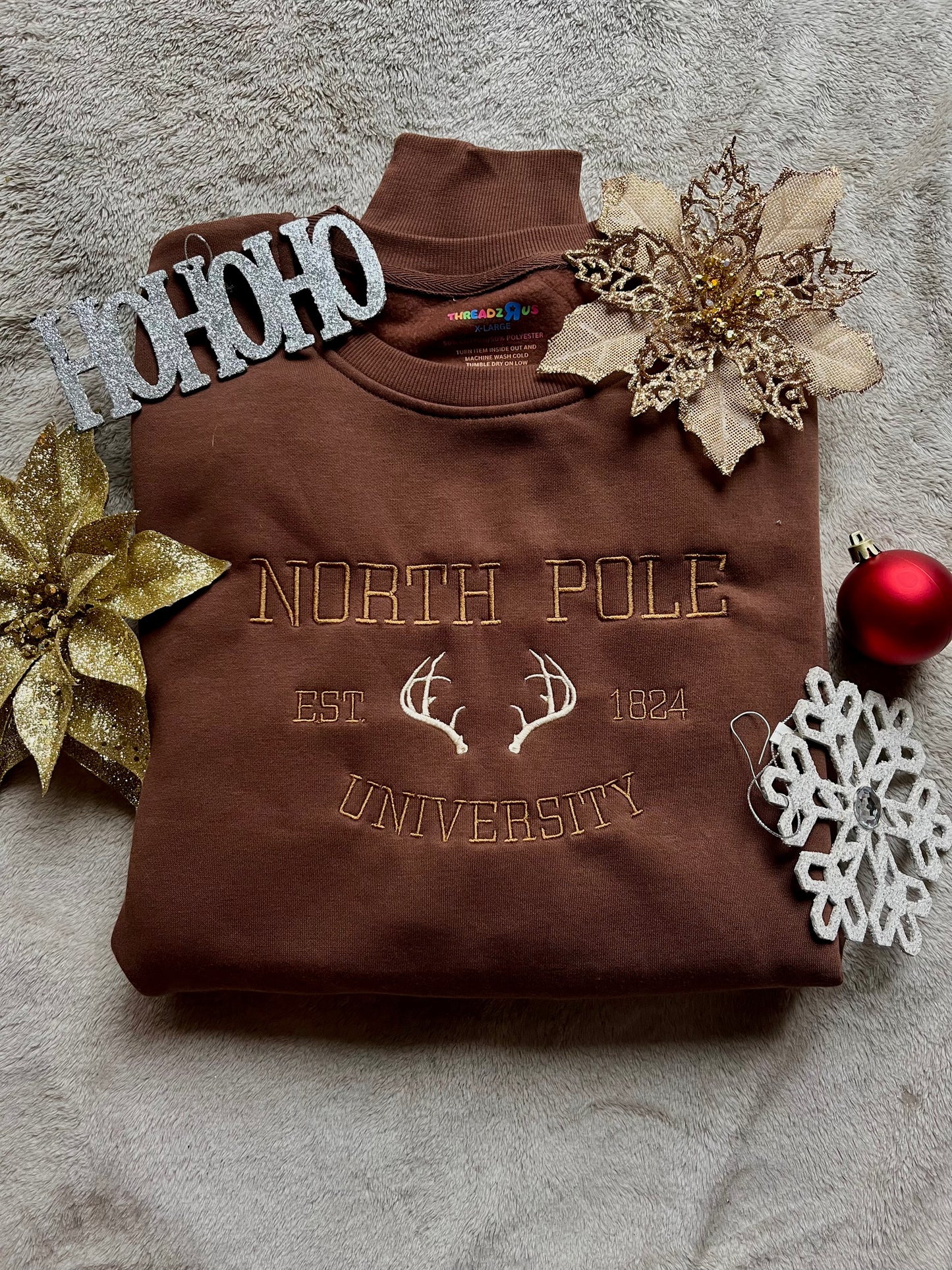 North Pole University Embroidered Sweater *Customizable*