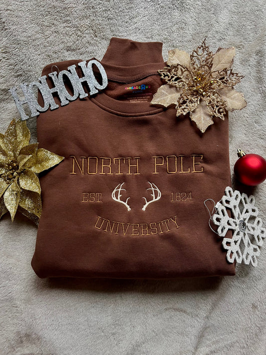 North Pole University Embroidered Sweater *Customizable*
