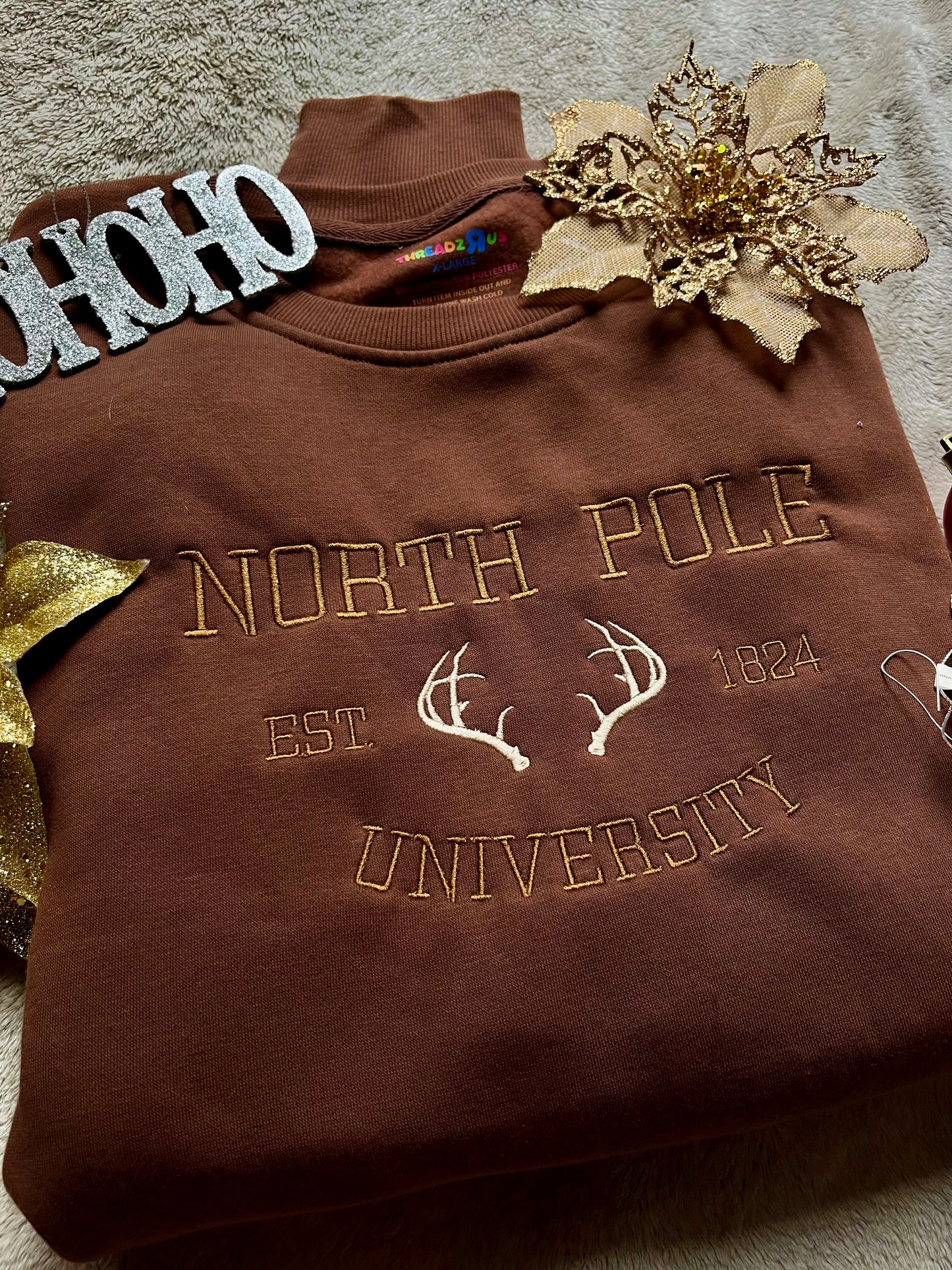 North Pole University Embroidered Sweater *Customizable*