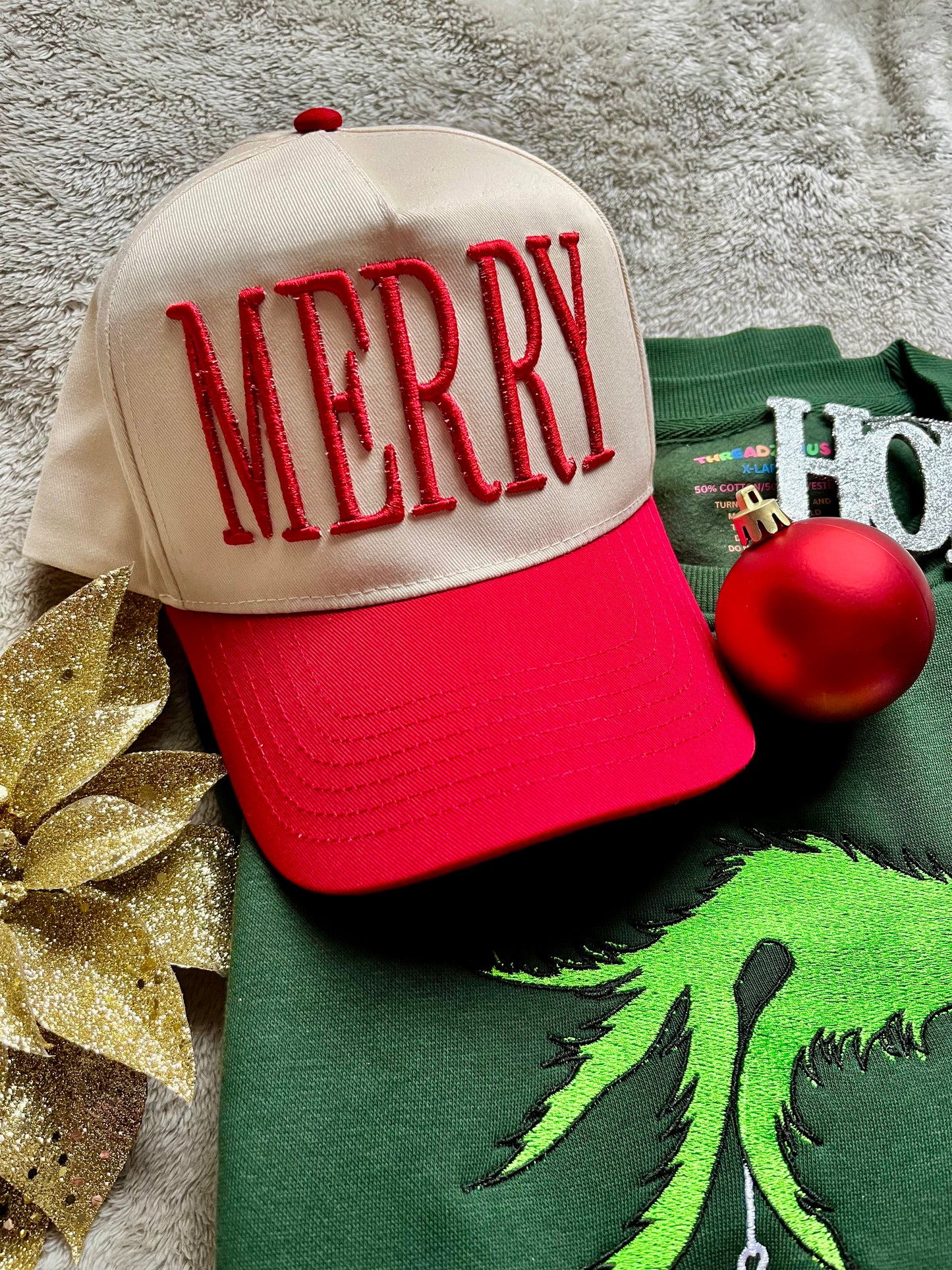 MERRY Puff Embroidered Trucker Hat