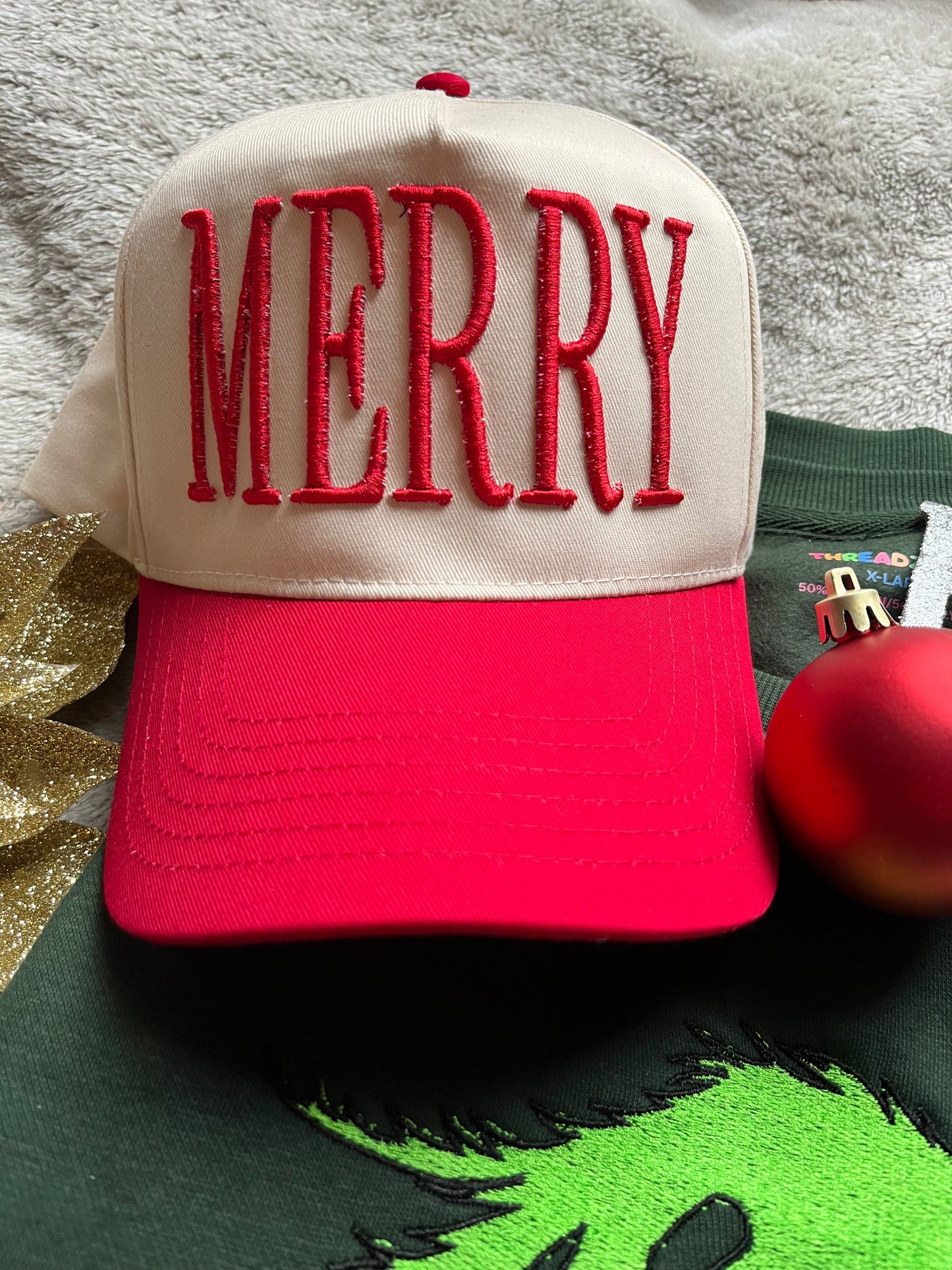 MERRY Puff Embroidered Trucker Hat