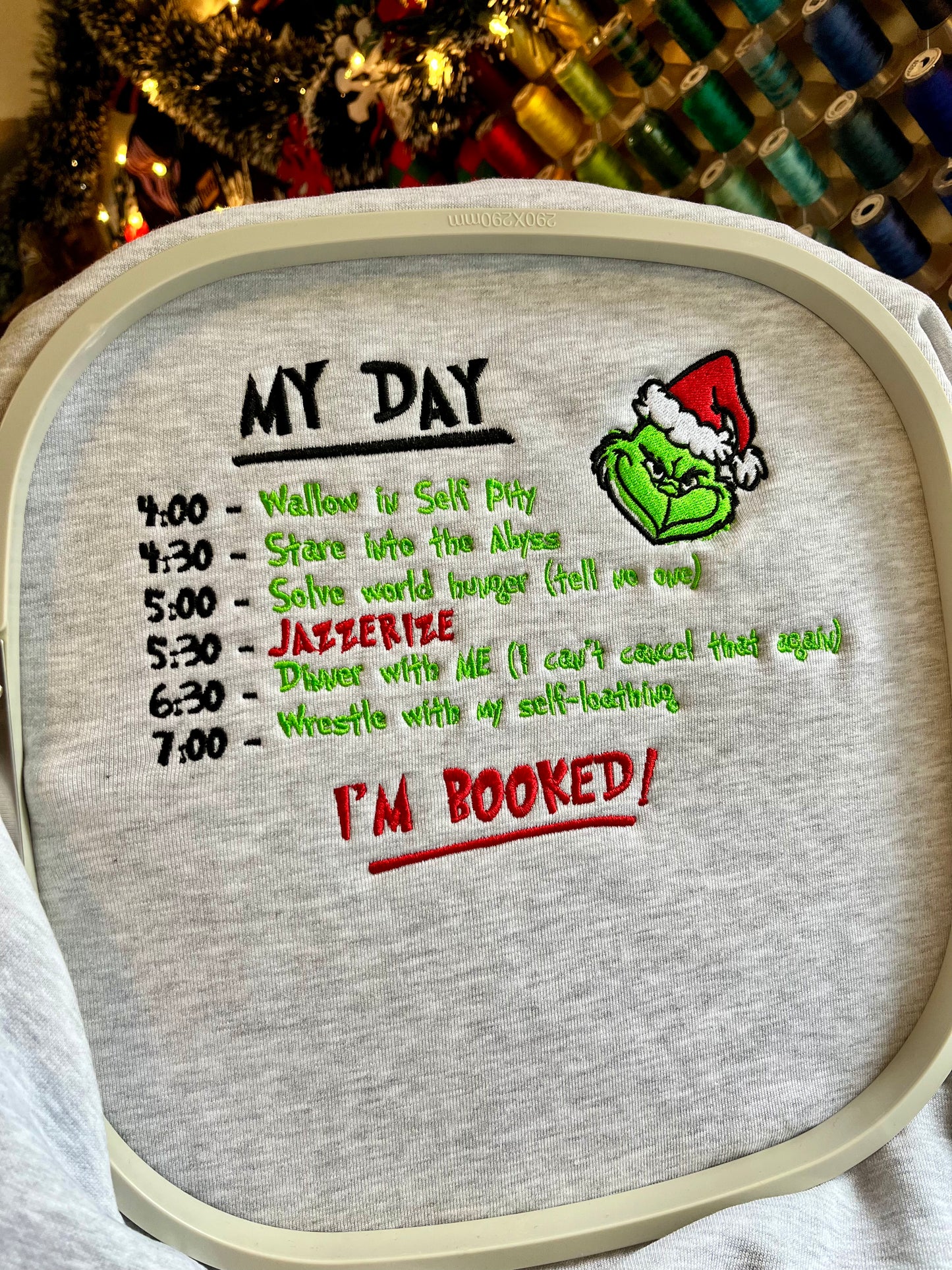 Grinch My Day Embroidered Sweater