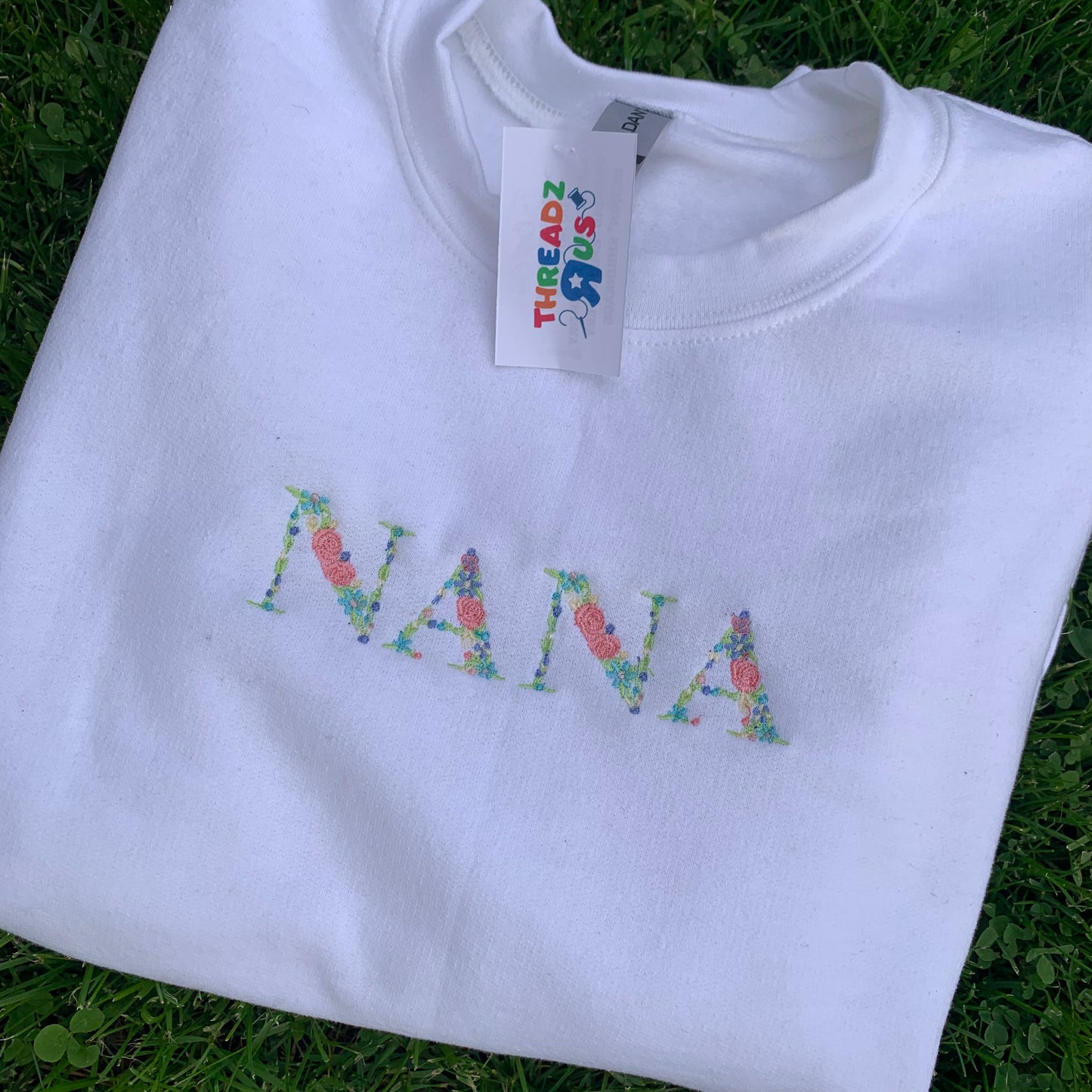 Floral Text Custom Embroidered Sweater