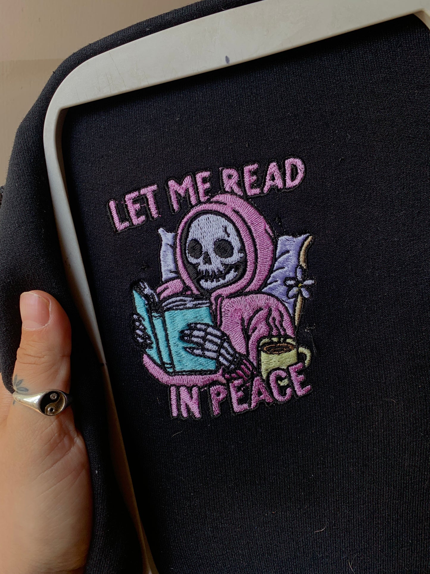 Let Me Read In Peace Embroidered Sweater