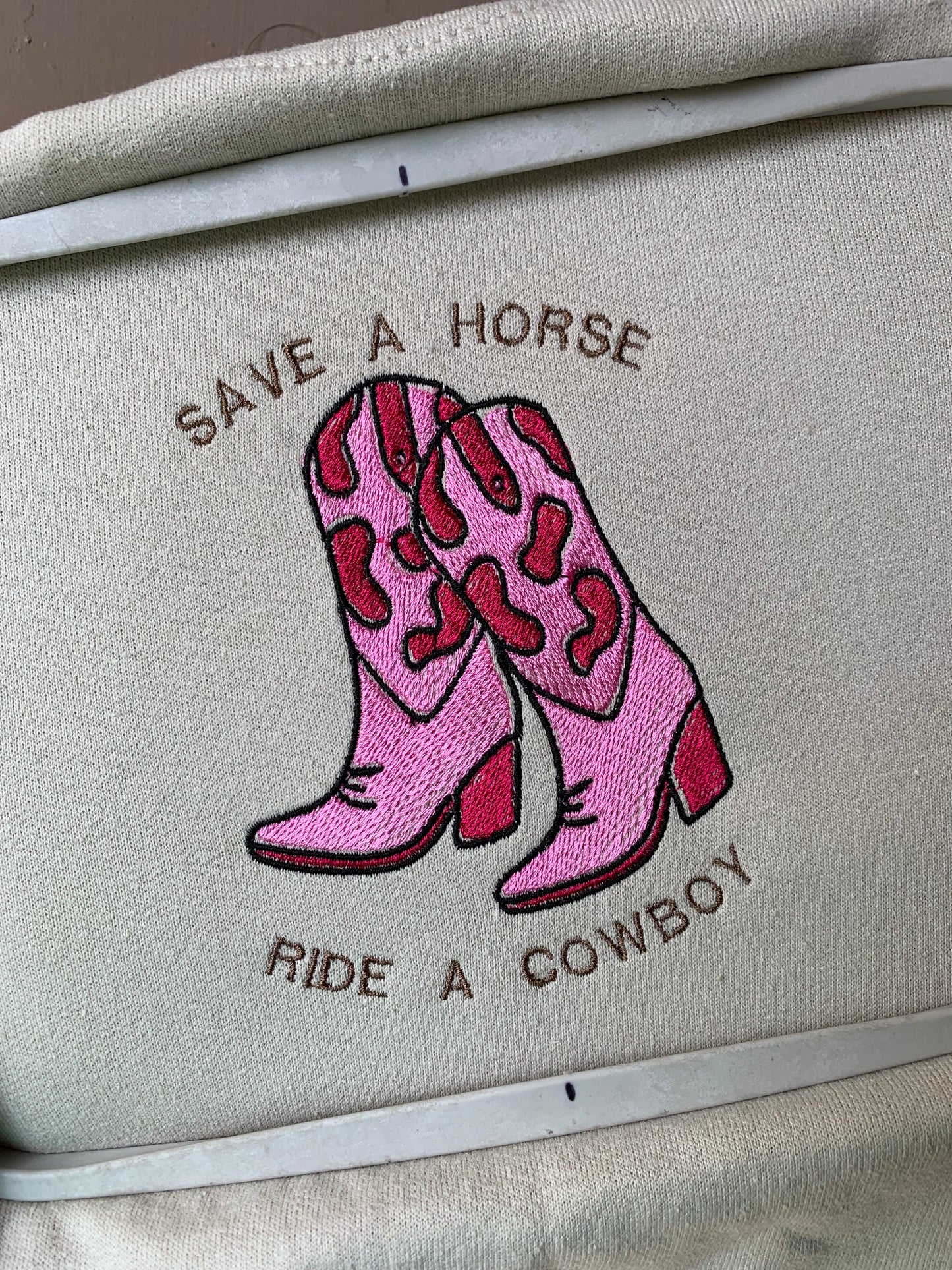 Save A Horse Ride A Cowboy Embroidered Sweater
