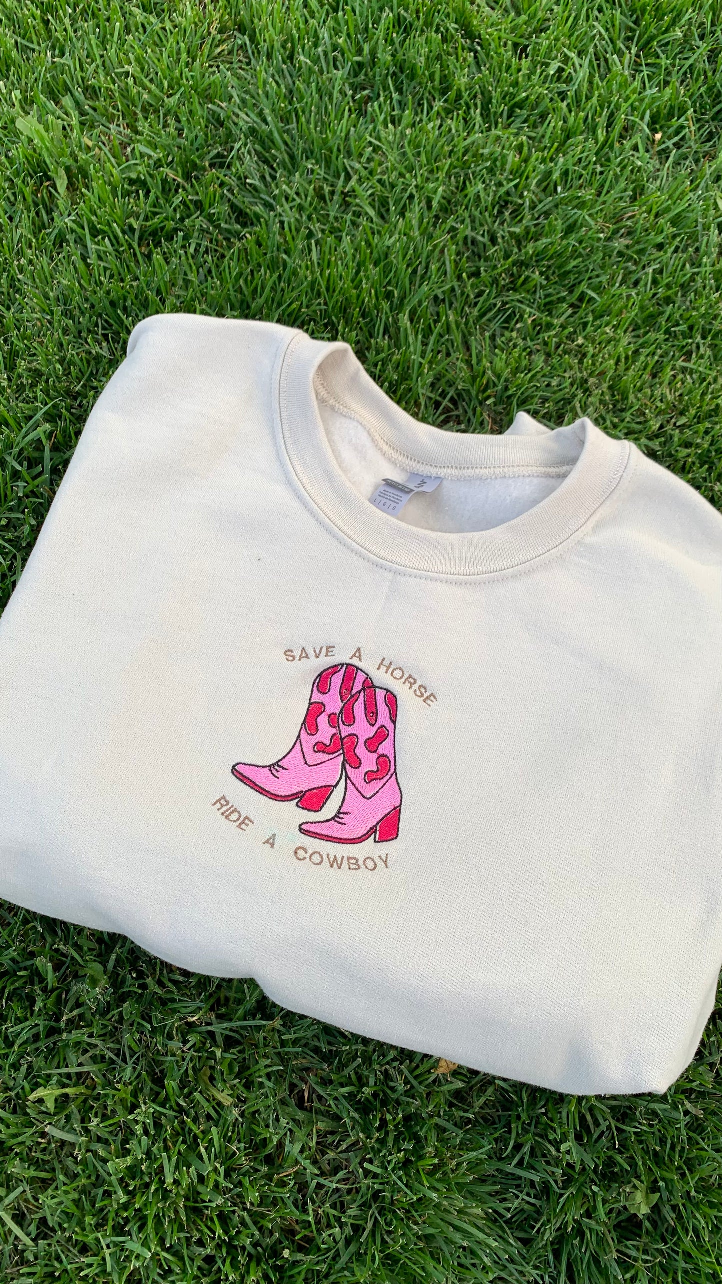 Save A Horse Ride A Cowboy Embroidered Sweater