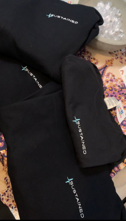 Sustained Logo Black Embroidered 1/4 Zip Sweater