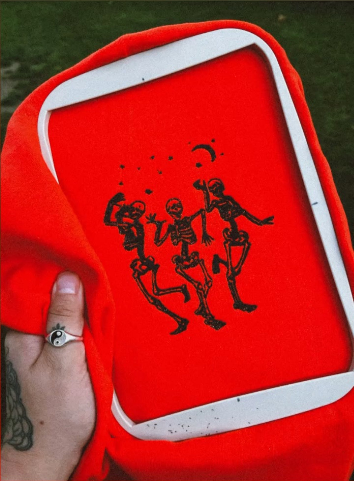 Dancing Skellies Embroidered Sweater