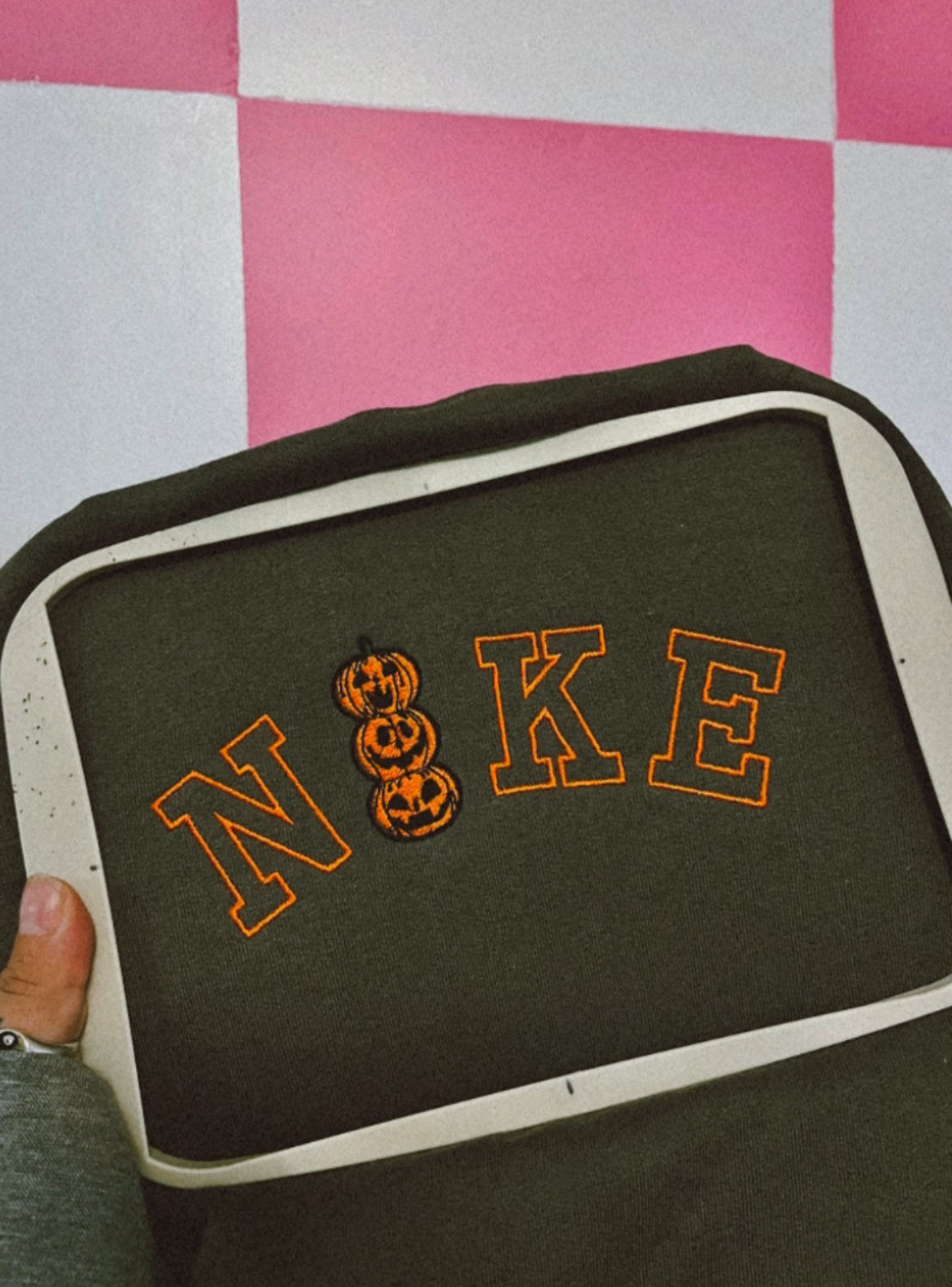 Nxke Pumpkin Stack Embroidered Sweater