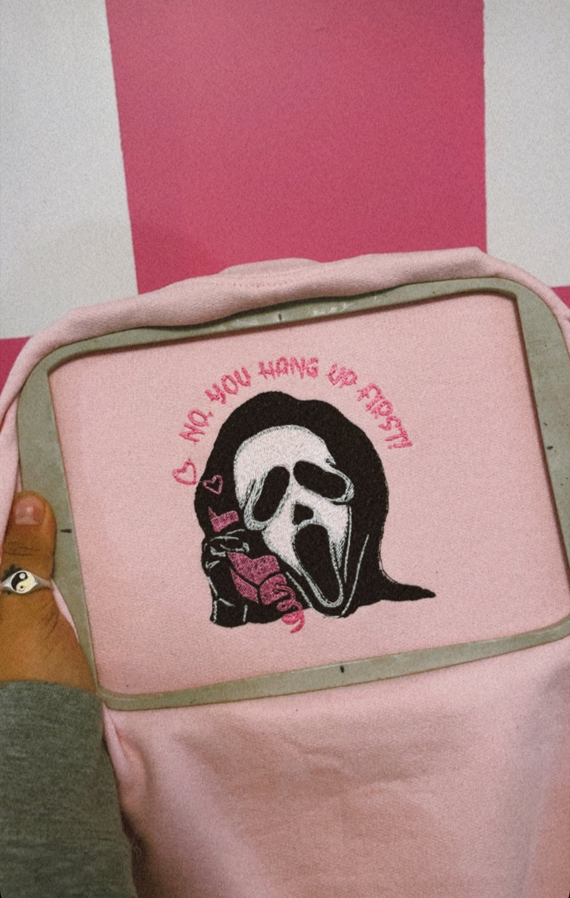 Ghostfxce 'You Hang Up' Embroidered Sweater