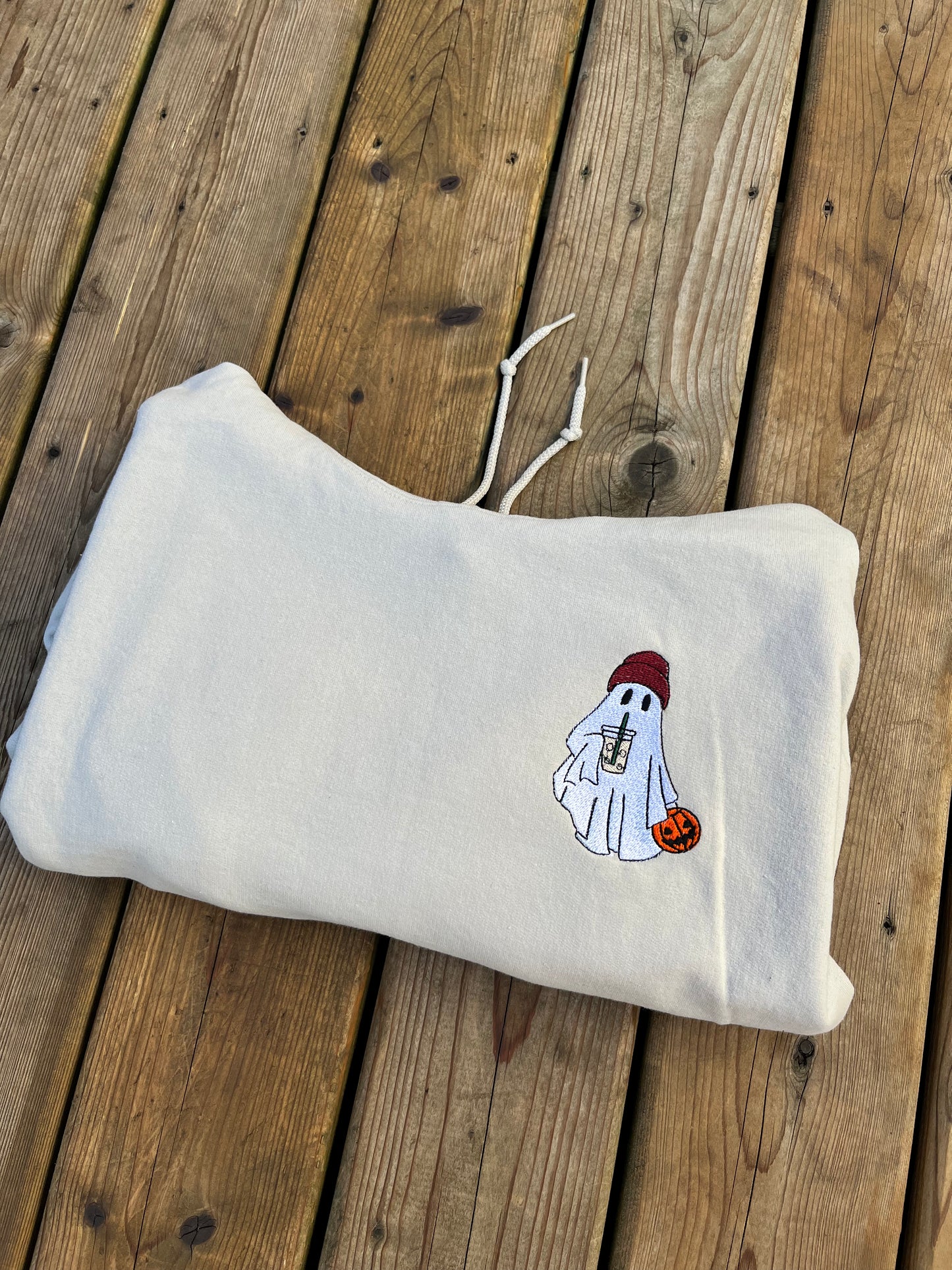 Iced Coffee Ghost Embroidered Sweater