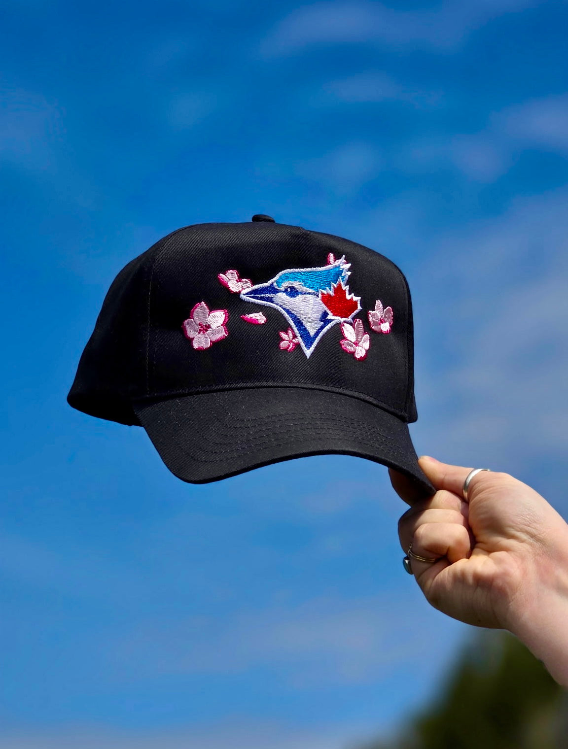 Jays Cherry Blossom Embroidered Trucker Snapback Hat