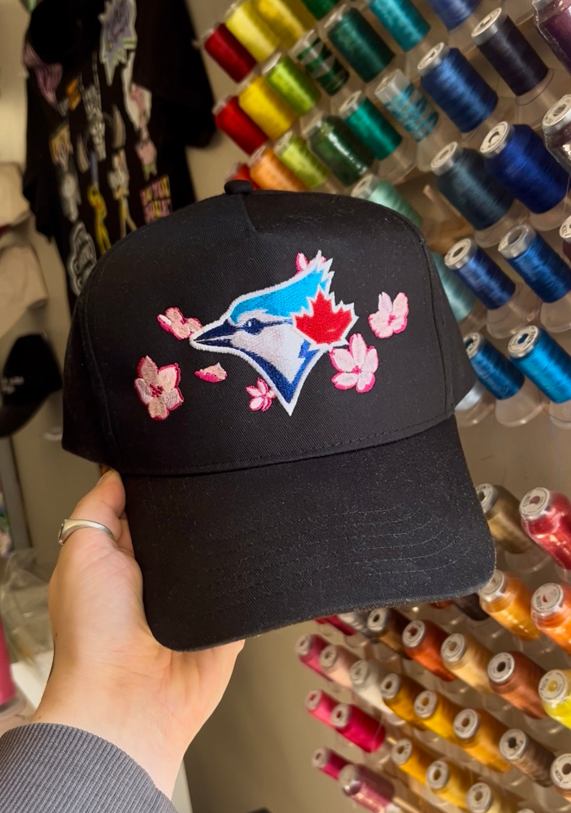 Jays Cherry Blossom Embroidered Trucker Snapback Hat