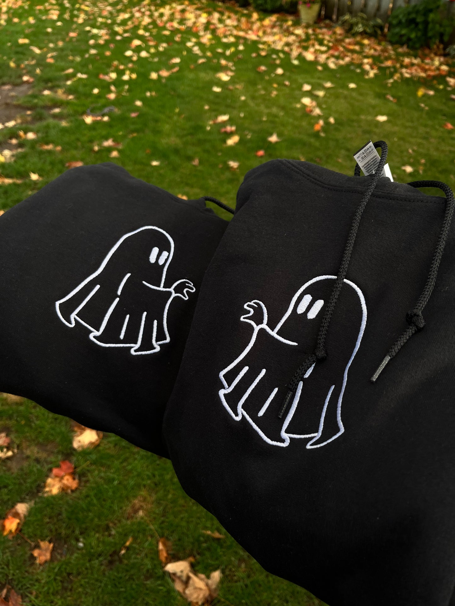 Matching Ghost Heart Embroidered Hoodie