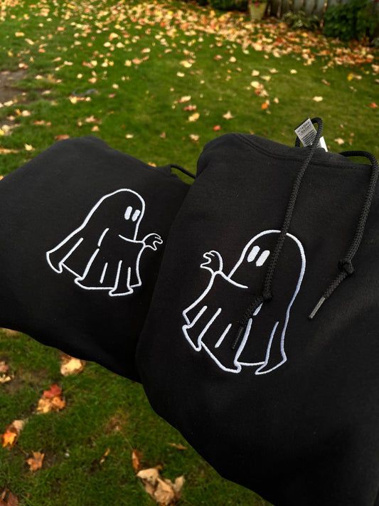 Matching Ghost Heart Embroidered Hoodie
