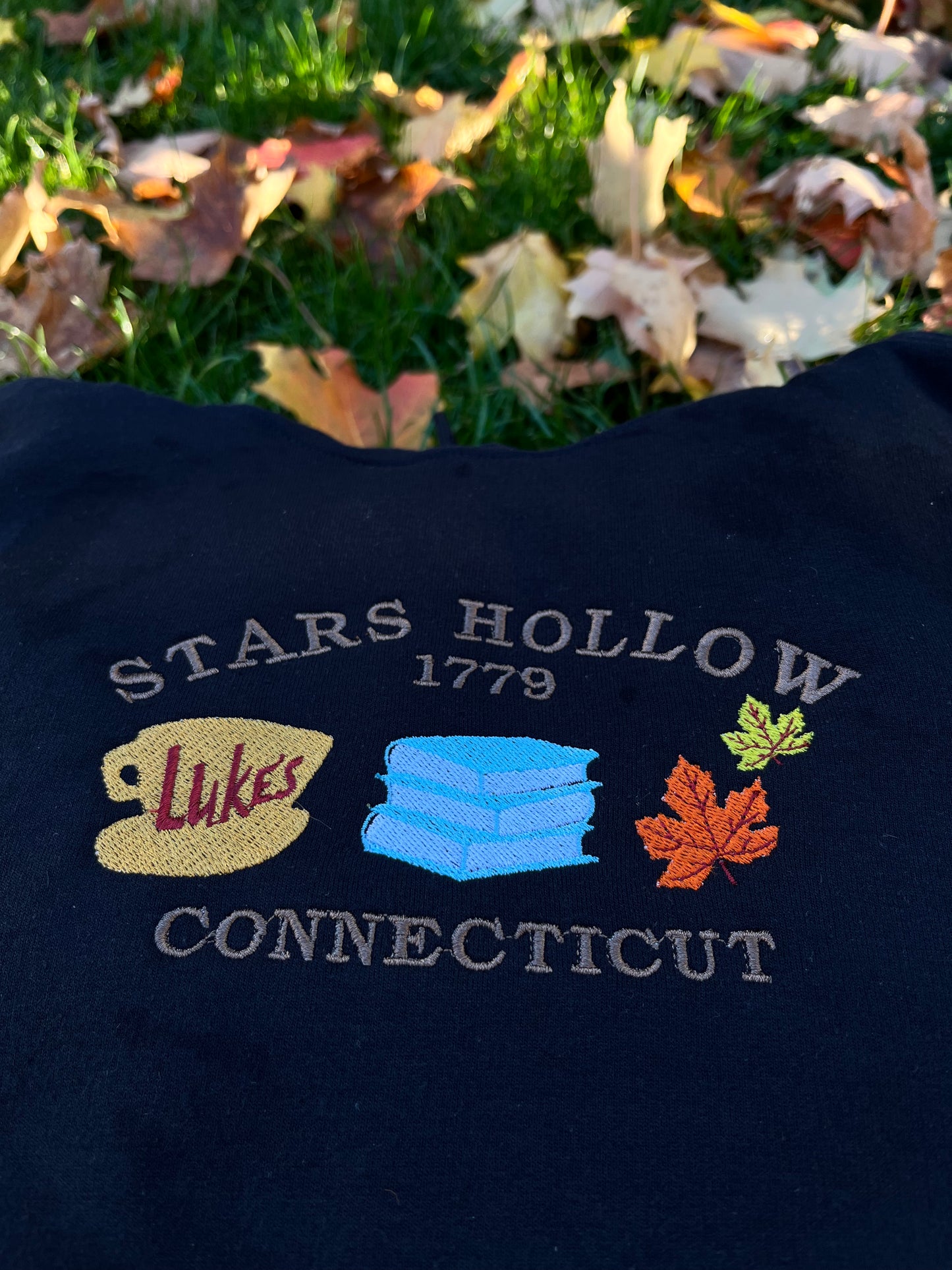 Stars Hollow Connecticut GG Varsity Embroidered Sweater