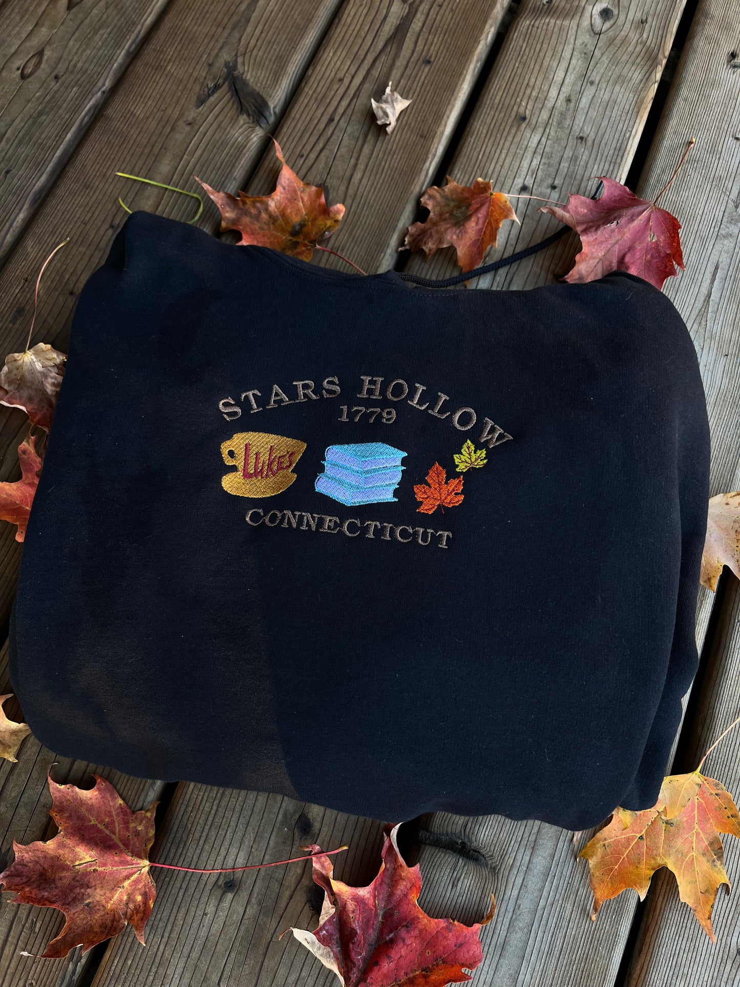 Stars Hollow Connecticut GG Varsity Embroidered Sweater